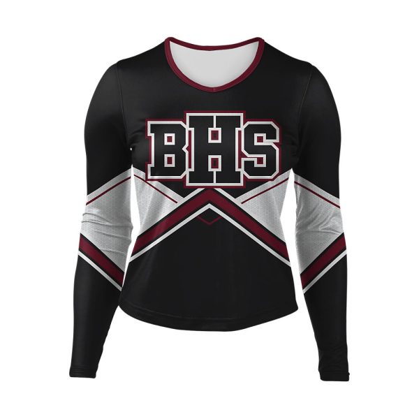 Black And White Cheer Long Sleeve Shell