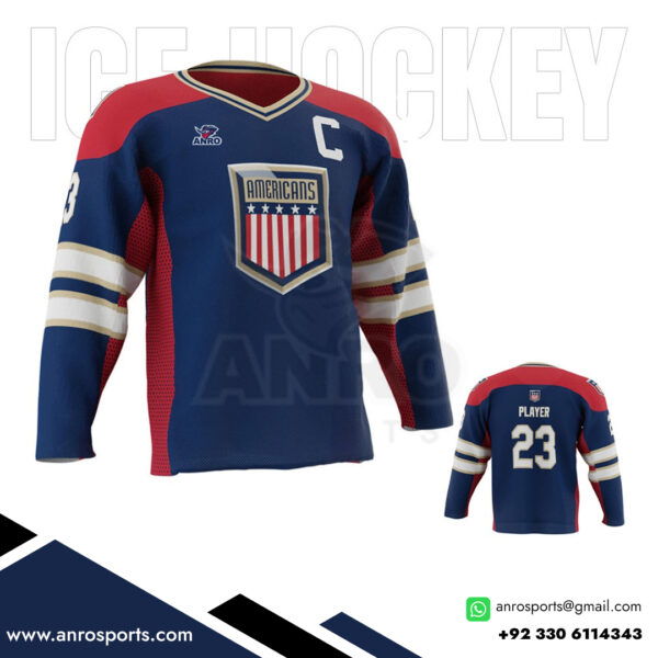 Blue And Red Ice Hockey Jerseys