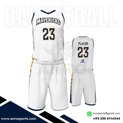 White Basketball Uniform Series Full V-Neck