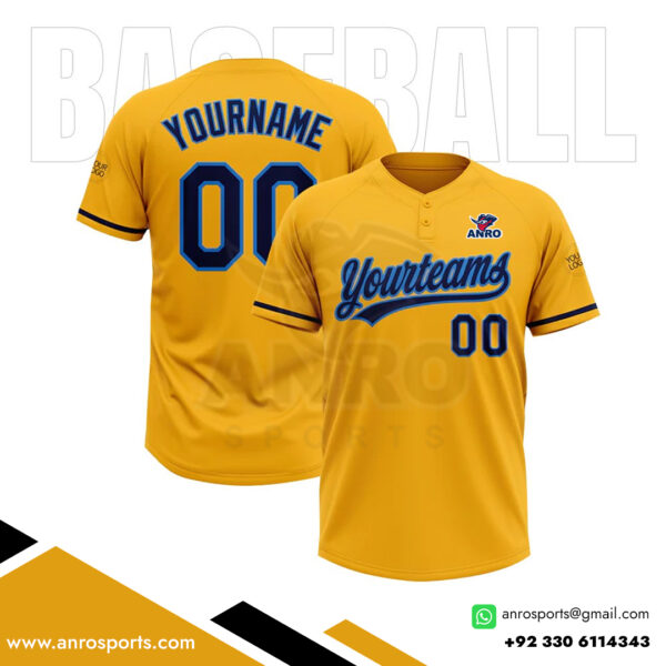 Yellow Baseball 2 Button Jersey