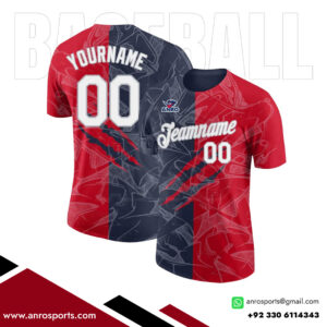 Red And Grey Baseball Crew Neck Jersey