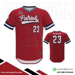 Red And White Baseball V Neck Jersey