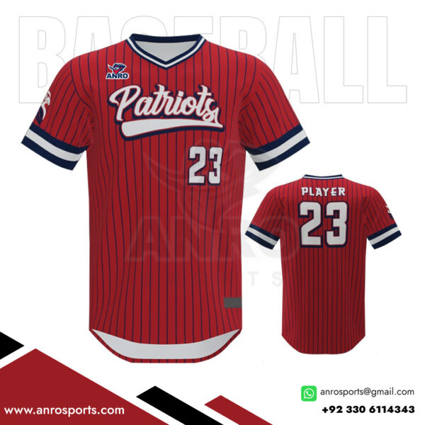 Red And White Baseball V Neck Jersey