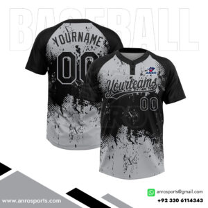 Grey And Black Baseball 2 Button Jersey