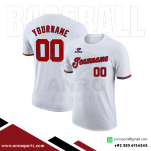 Red And White Baseball Crew Neck Jersey