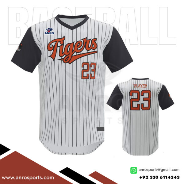 Black And White Baseball V Neck Jersey
