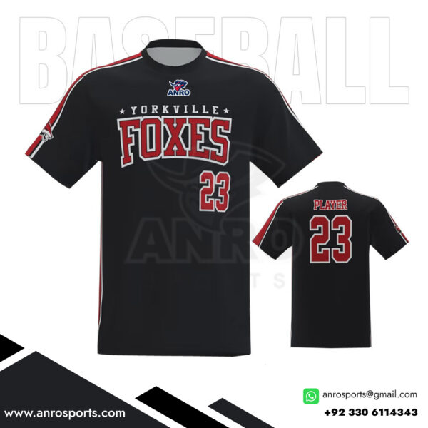 Black Baseball Crew Neck Jersey