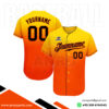 Orange And Yellow Baseball Full Button Jersey