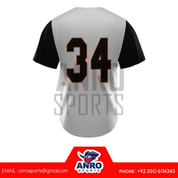 Grey And Black Baseball 2 Button Jersey - Image 4