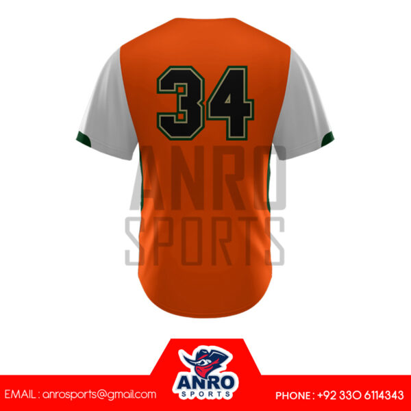 Orange And Gray Baseball V Neck Jersey - Image 2