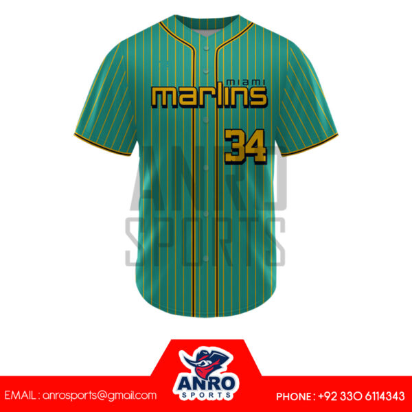 Green And Yellow Baseball Full Button Jersey