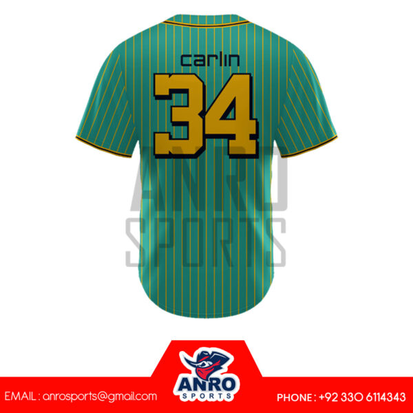 Green And Yellow Baseball Full Button Jersey - Image 2