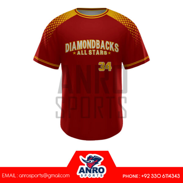 Red And Yellow Baseball Crew Neck Jersey