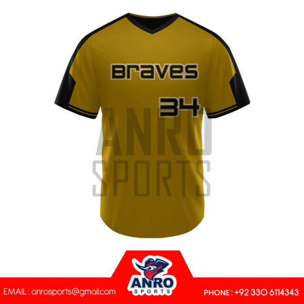 Yellow And Black Baseball V Neck Jersey