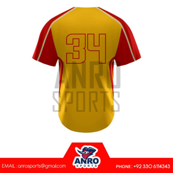 Yellow And Red Baseball 2 Button Jersey - Image 2