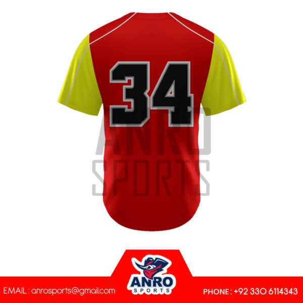 Red And Yellow Baseball Full Button Jersey - Image 2