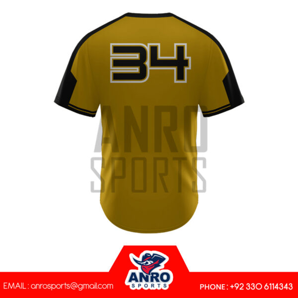 Yellow And Black Baseball V Neck Jersey - Image 2