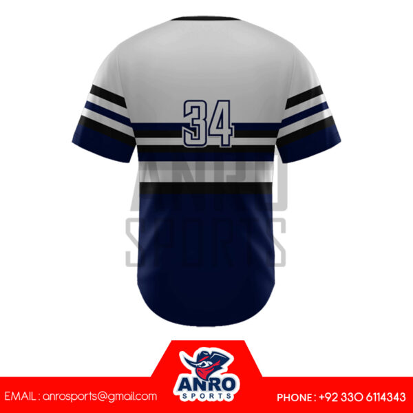 White And Blue Baseball Crew Neck Jersey - Image 2