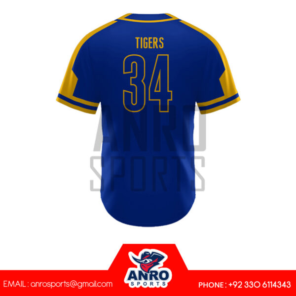 Blue And Yellow Baseball Full Button Jersey - Image 4