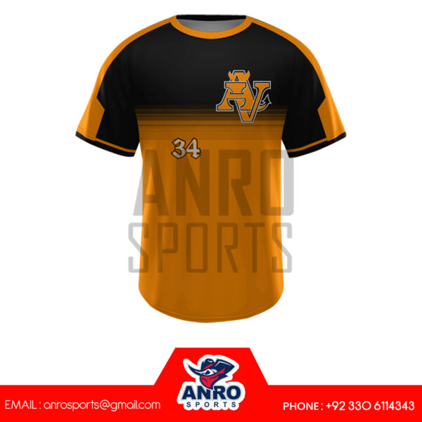 Black And Yellow Baseball Crew Neck Jersey