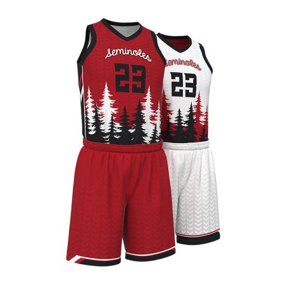 Red And White Basketball Uniform Series Full V-Neck