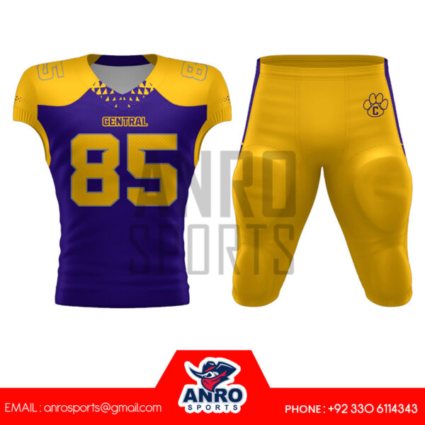 Yellow And Blue American Football Uniform