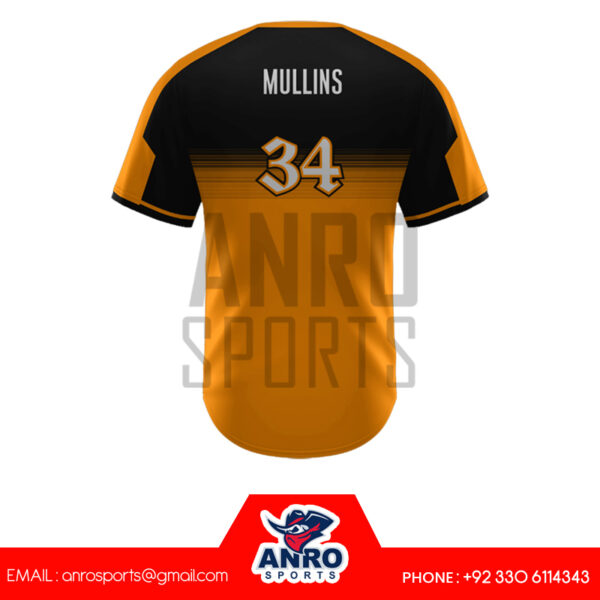 Black And Yellow Baseball Crew Neck Jersey - Image 2