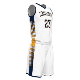 White Basketball Uniform Series Full V-Neck