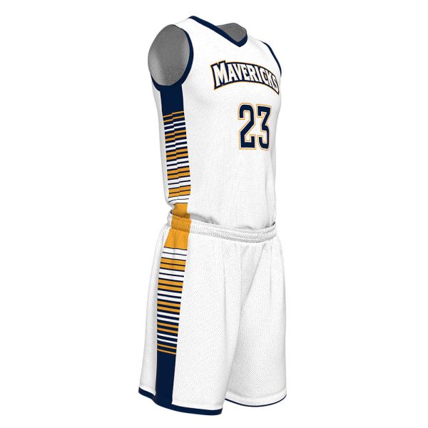 White Basketball Uniform Series Full V-Neck