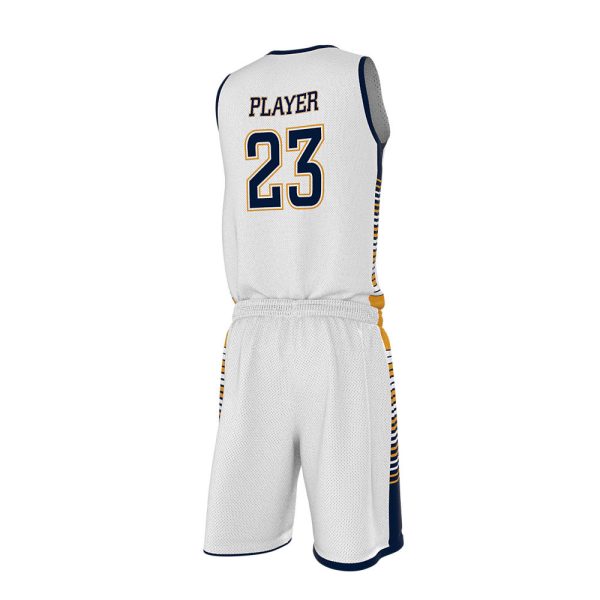 White Basketball Uniform Series Full V-Neck - Image 5