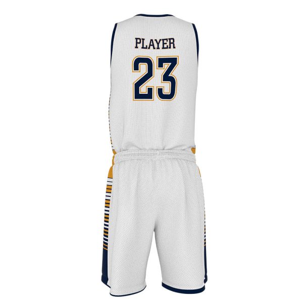 White Basketball Uniform Series Full V-Neck - Image 3