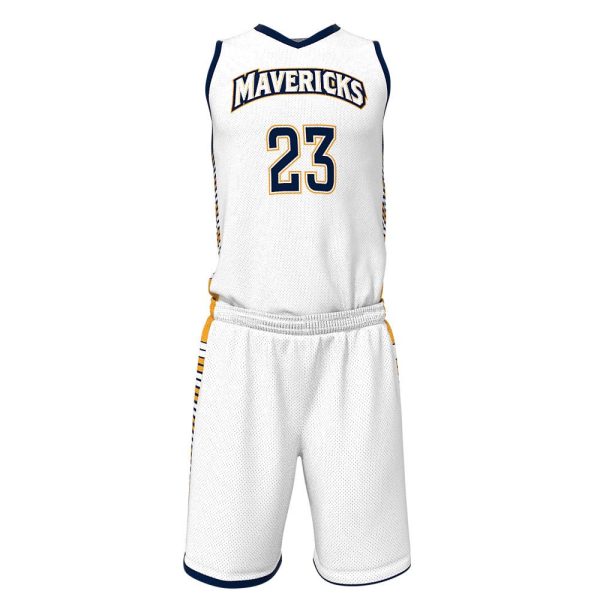 White Basketball Uniform Series Full V-Neck - Image 4