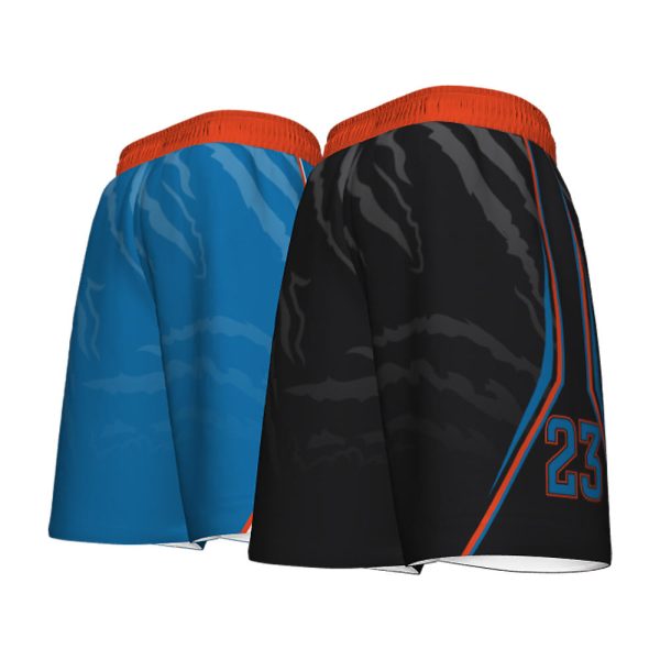 Black And Blue Reversible Basketball Shorts - Image 4