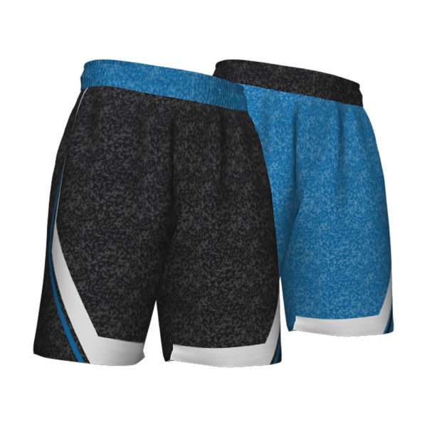 Black And Skyblue Reversible Basketball Shorts