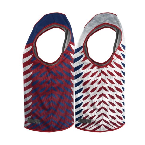 Blue White And Red Reversible Sleeveless Lacrosse Jerseys - Image 3