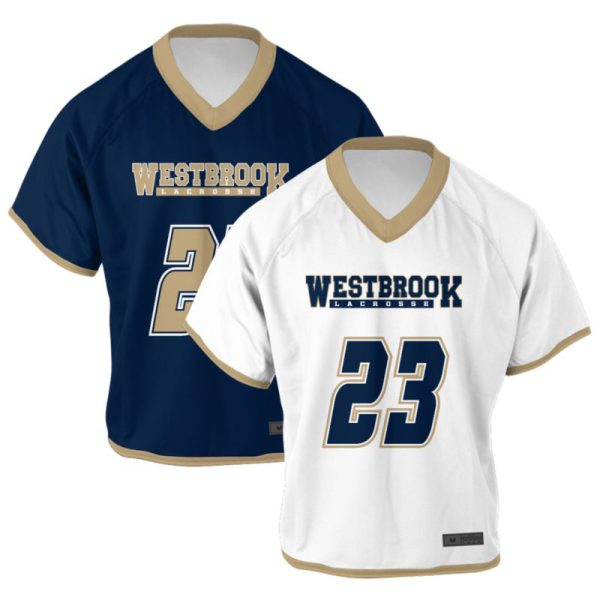 White And Blue Lacrosse V Neck Jerseys