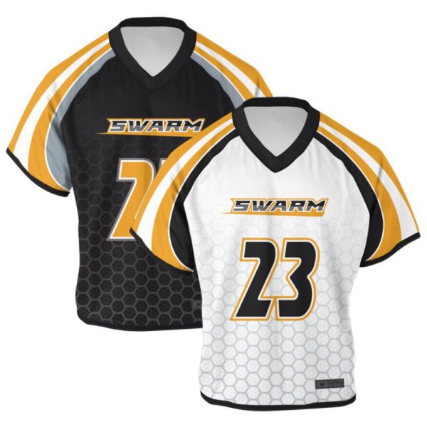 White Black And Yellow Lacrosse V Neck Jerseys