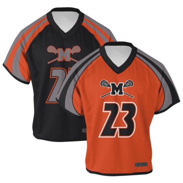 Black And Orange Lacrosse V Neck Jerseys