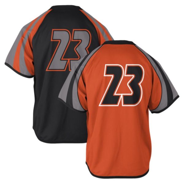 Black And Orange Lacrosse V Neck Jerseys - Image 3