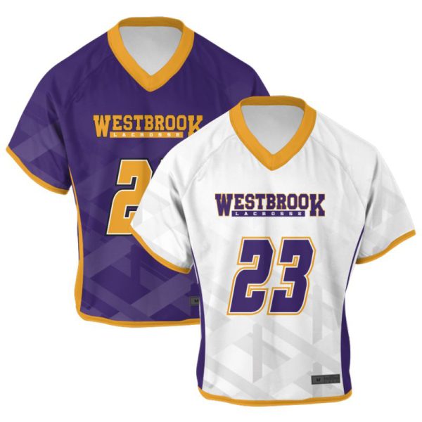 Purple And White Lacrosse V Neck Jerseys