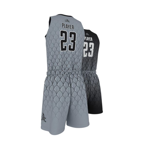 Black And Gray Basketball Uniform Series Full V-Neck - Image 3