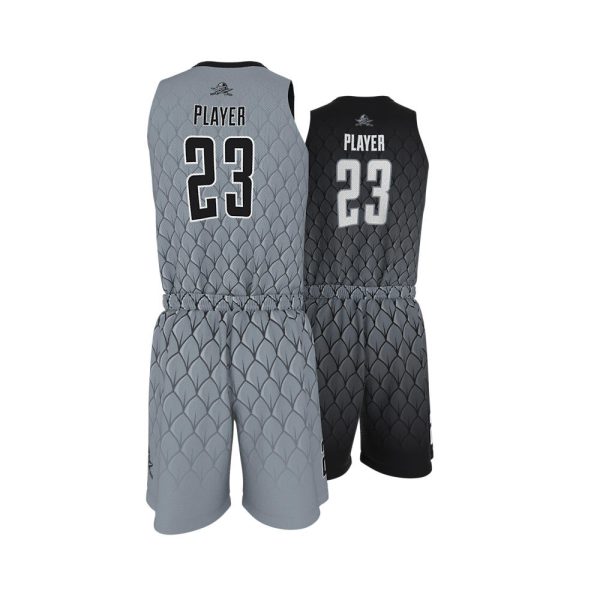 Black And Gray Basketball Uniform Series Full V-Neck - Image 4