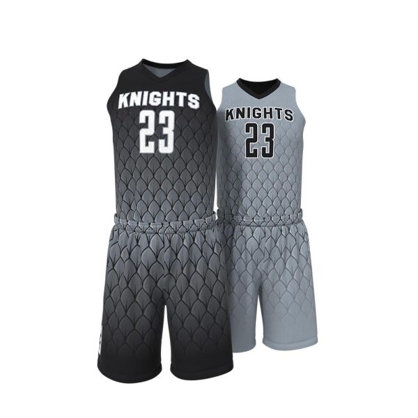 Black And Gray Basketball Uniform Series Full V-Neck - Image 5