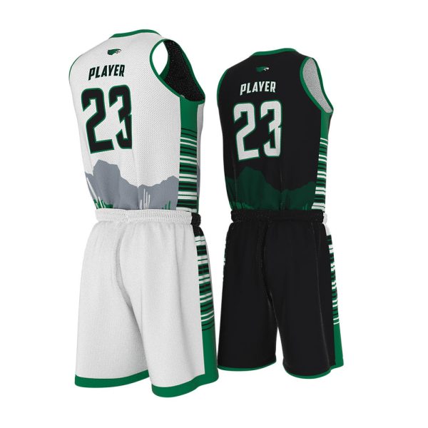 Green And White Basketball Uniform Series Full V-Neck - Image 2