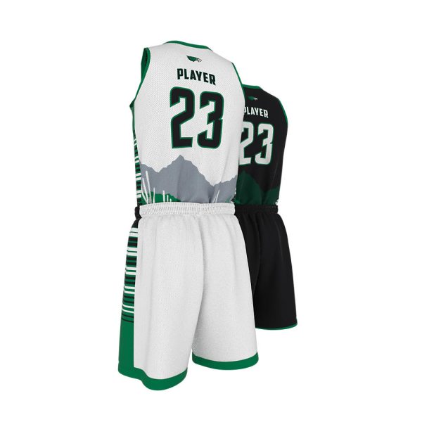 Green And White Basketball Uniform Series Full V-Neck - Image 3