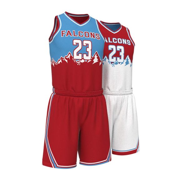 Men's Red And White Basketball Uniform Series Full V-Neck