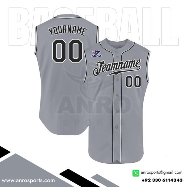 Sleeveless Full Button Baseball Jersey