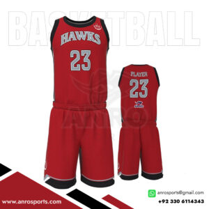 Red Crew Neck Basketball Uniform
