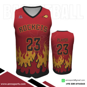 Red V-Neck Jersey Basketball​