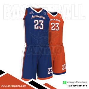 Blue And Orange Reversible Basketball Uniforms